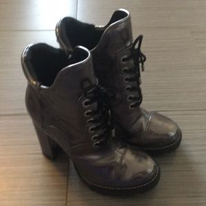 Guess Lace Up Combat Boot Silver